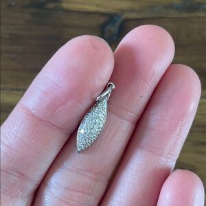 Silver Pavé Marquise Pendant Charm - Sparkling White Accent